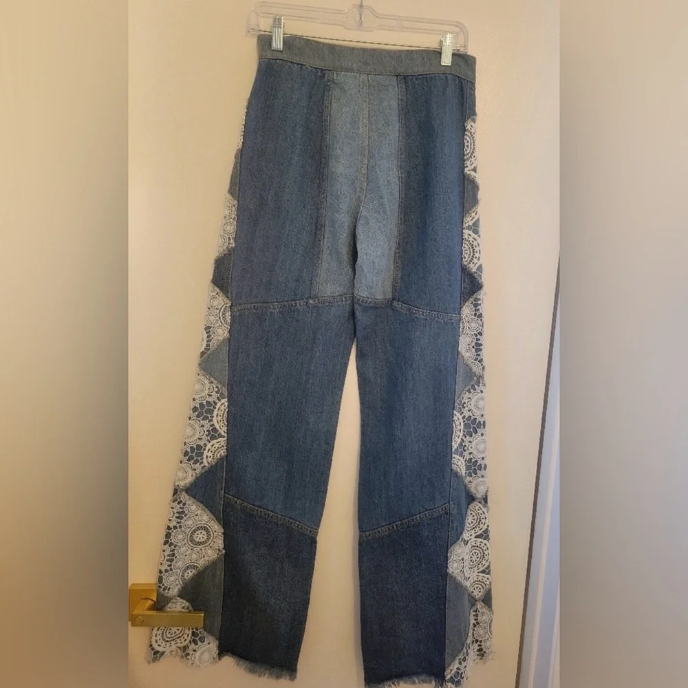 NWOT Free People My Element Patchwork Wide Leg Jeans
